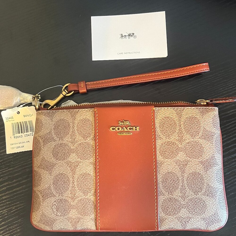 Signature Canvas Coach Wristlet